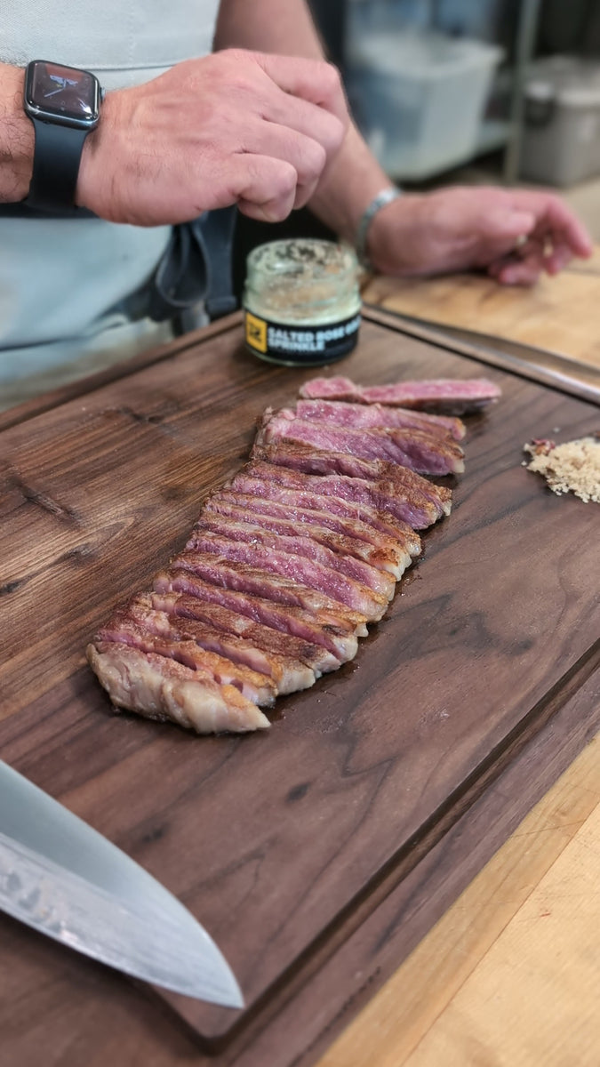 Striploin A5 Miyazakigyu Japanese Wagyu with Salted Rose Gold Sprinkle