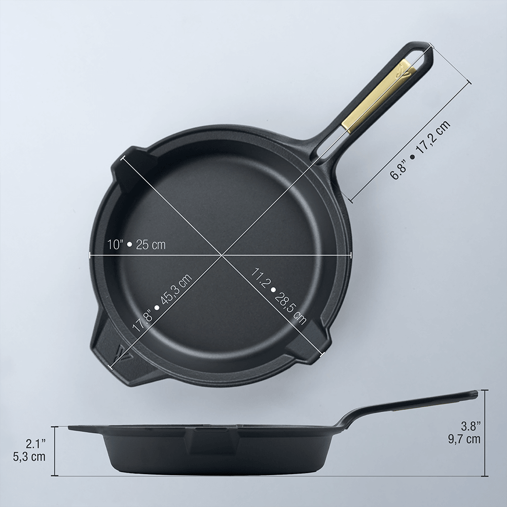 GreaterGoods Cast Iron Skillet 10 Inch, Smooth Non-Stick Nine Inch