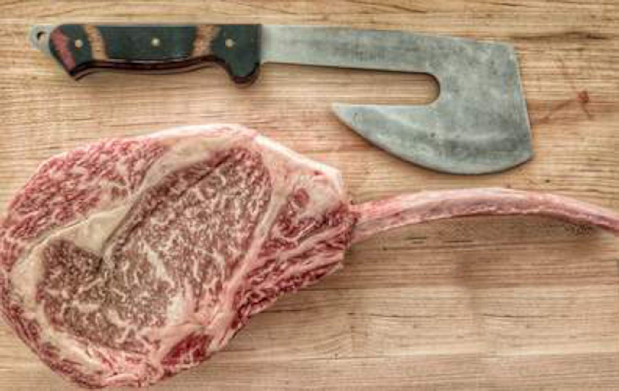 Grumpy Butcher Australian Wagyu Beef Monster Tomahawk Steak, 48-60 oz | Aged Pure-blood Wagyu, Professional Cut & Trim | Bone-In Tomahawk Steak