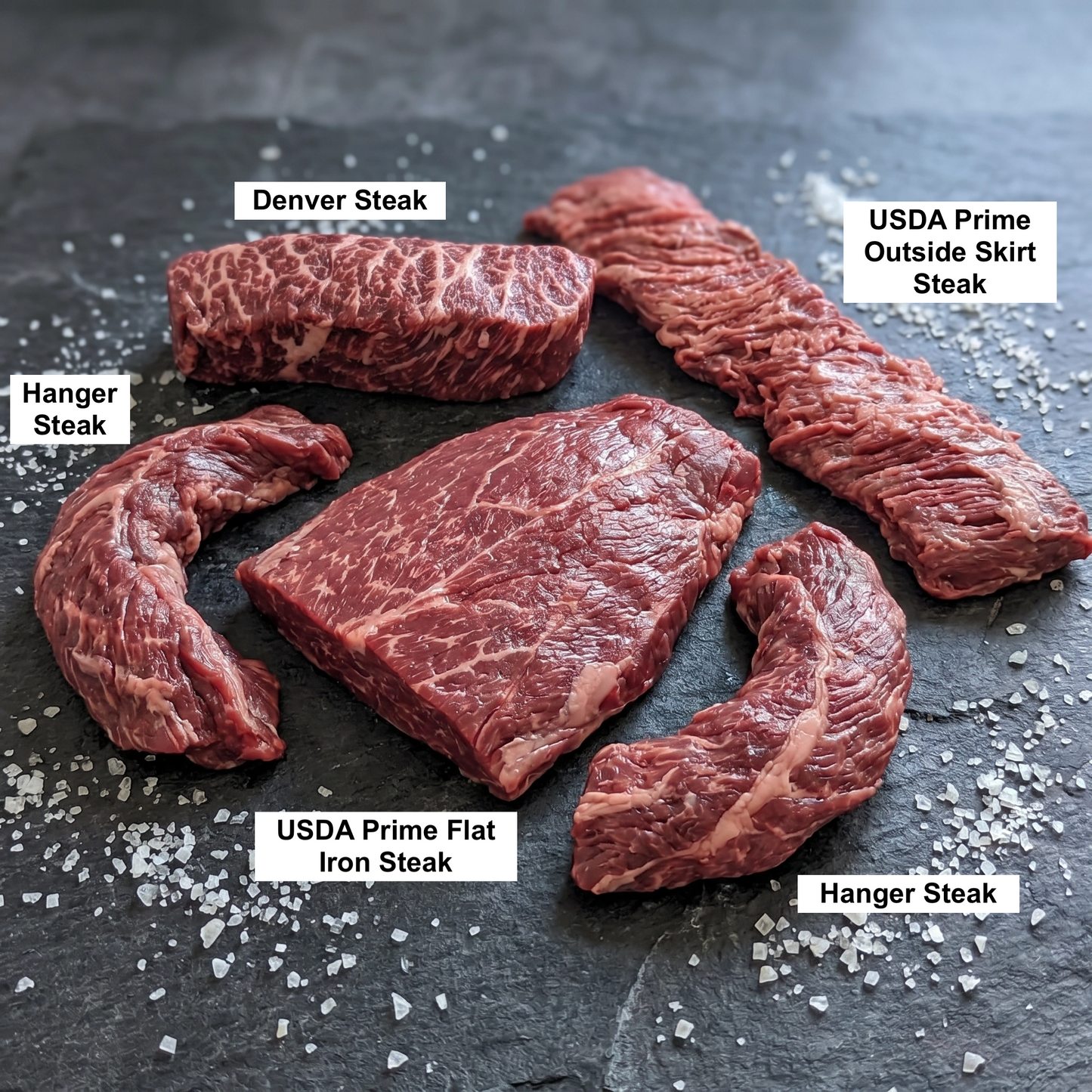 Underground Cuts Box — Butcher’s Insider Selection Flat Iron, Denver Steak, Hanger Steaks & USDA Prime Outside Skirt Steak Hidden Gem Steak Sampler