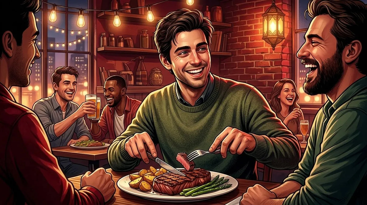 Enjoying a holiday steak dinner