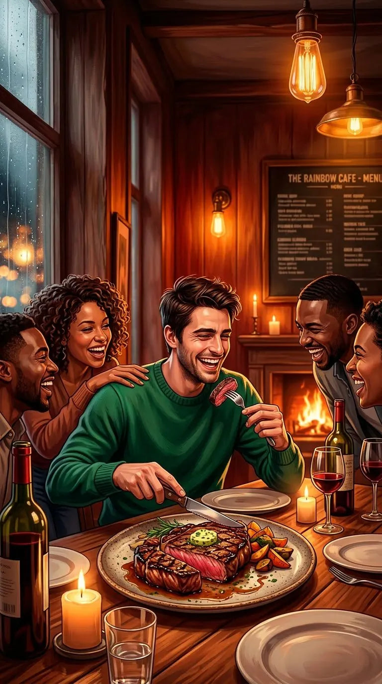 Enjoying a holiday steak dinner