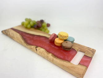 Craft Olive Wood Serving Board with Red Resin - Meat N' Bone