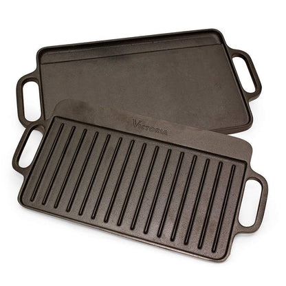 Reversible Rectangular Griddle | Cast Iron (Medium) - Meat N' Bone